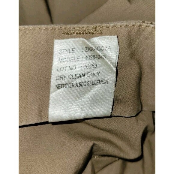 Theory Wide Leg Belted Khaki Pants Womens 33 Tan Cotton Boho Gypsy Office - Picture 8 of 8